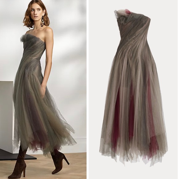 Ralph Lauren Purple Label Dresses & Skirts - Ralph Lauren Collection Purple Label Tulle Strapless Evening Dress Formal Midi 6